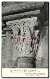 Old Postcard Vezelay Madeleine Church Capital of the second pillar of the Nar...