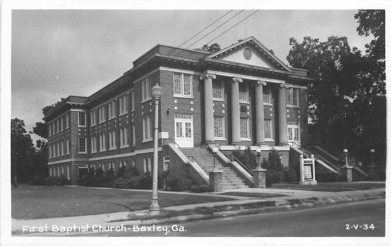 Baxley Georgia First Baptist Church 2-V-34 1907 RPPC Photo Postcard 21-9197