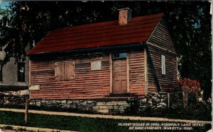 Marietta Oldest House in Ohio Vintage Postcard OH Former Land Office Log Cabin