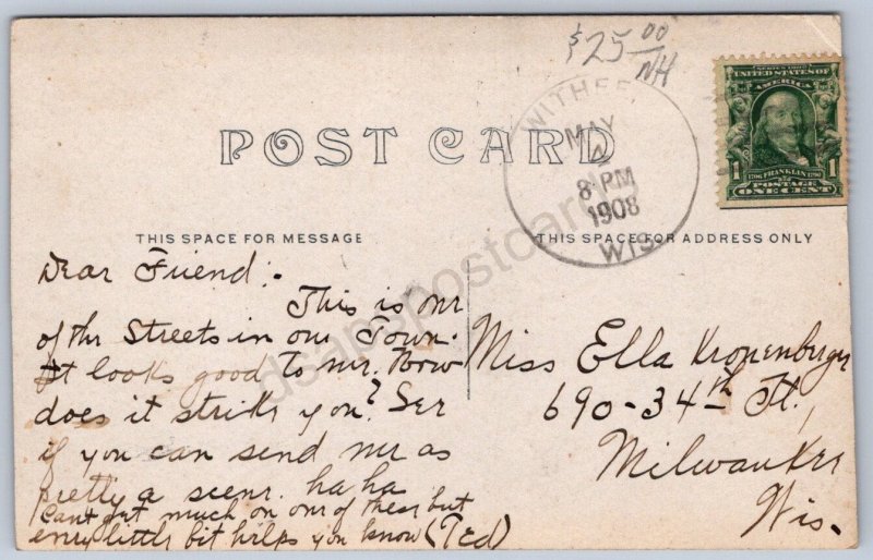 K44/ Withee Wisconsin RPPC Postcard c1910 Main Street Stores Livery  241