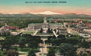 Vintage Postcard City and County Building Landmarks Ground Denver Colorado CO