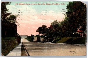 Postcard NY Brooklyn - 75th Street Looking Towards Bay - Bay Ridge