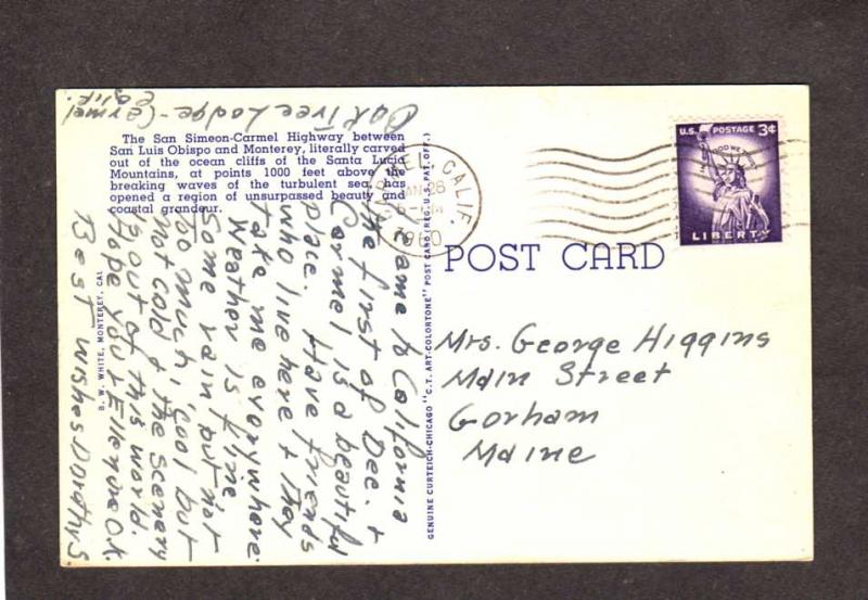 CA Carmel San Simeon Bridge California Postcard Monterey San Luis Obispo