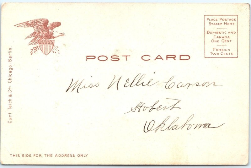 Pre-1907 UDB Heavy Mica Glitter Valentine Curt Teich Postcard V-Day Handmade A72