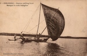 Sri Lanka Ceylon Colombo Native Sailing Boat Vintage Postcard 08.93 