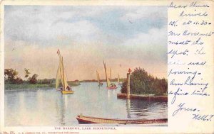 Yachts Sail Boats The Narrows Lake Minnetonka Minnesota 1907c postcard