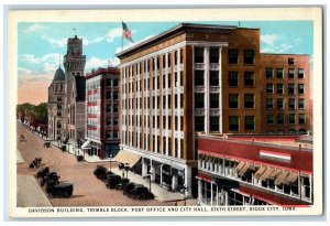 c1920 Davidson Building Post Office City Hall 6th Street Sioux City IA Postcard 