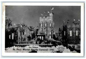 1940 Ice Palace St. Paul Winter Sports Carnival RPPC Photo Vintage Postcard