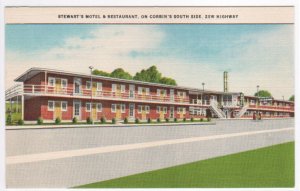 Stewarts Motel Corbin Kentucky Highway 25W linen postcard