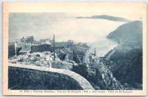 Vintage Eze France Old Houses View on St Hospice Scenic Postcard