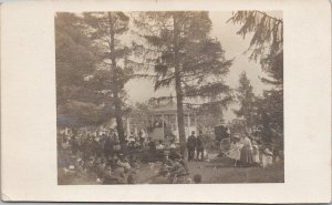 Gazebo and Crowd of People In Park Setting Unknown Location RPPC Postcard F13