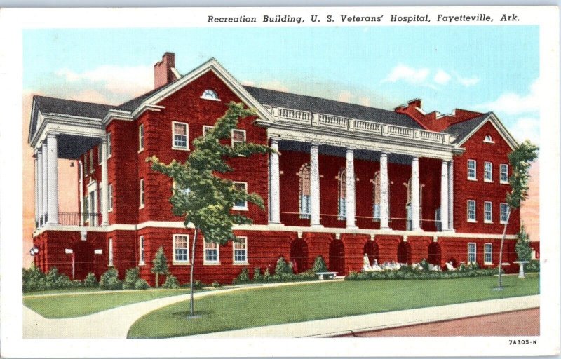 US Veterans Hospital Recreation Building Fayetteville Arkansas Postcard