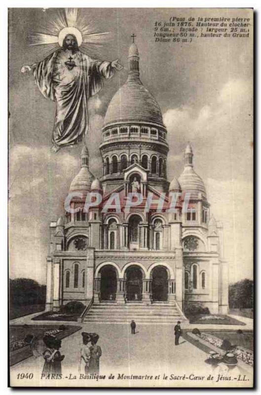 Paris Old Postcard Basilica of Montmartre and the sacred heart of Jesus