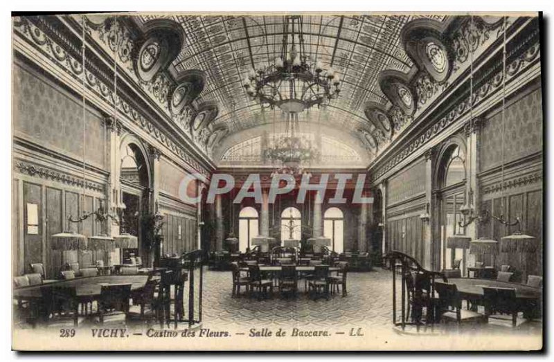 Postcard Old Vichy Casino Flower Room Baccaro