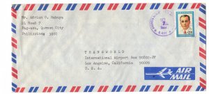 Air Mail Cover, Philippines to United States 1977, Los Angeles, California