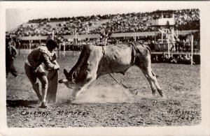 Calgary Stampede Bull Fighter Never Makes a Mistake J Rosettis 1969 Postcard Y1