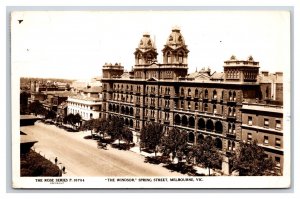 RPPC Windsor Hotel Spring Street Melbourne Australia Postcard U8