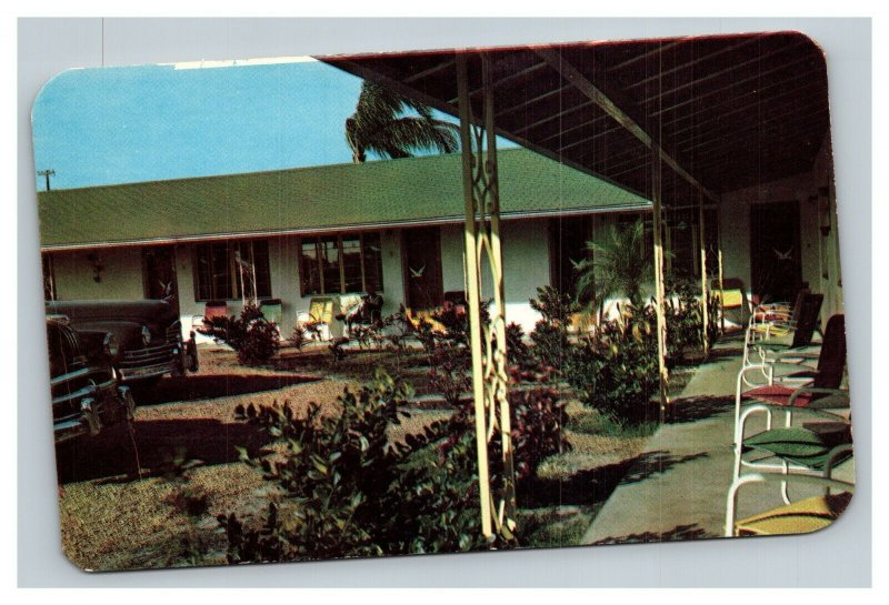 Vintage 1950's Postcard Phillips Motel Clearwater Florida - Antique Cars