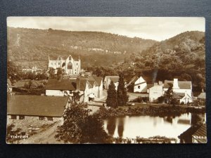 Monmouthshire TINTERN ABBEY & VILLAGE showing HOTEL & POND c1912 RP Postcard