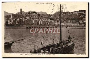 Old Postcard Menton The Harbor and Old Town Boat