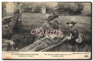 Old Postcard Army Ladies English ambulance care a wounded