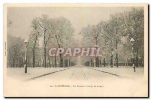 Old Postcard Compiegne snow time Avenues