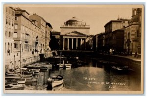 Trieste Church Of St. Anthony Boat Italy USS Pittsburgh RPPC Photo Postcard