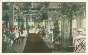 Portland Maine Congress Square Hotel Dining Room WB Postcard Unused