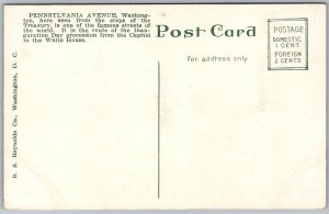Vtg Washington DC Pennsylvania Avenue Street View Trolley Cars 1910s Postcard