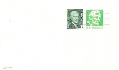 US  Pre-stamped Mint Postcard UX55 Lincoln.  Jefferson #1278