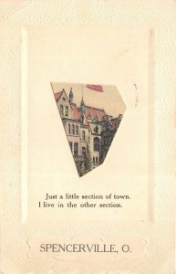 Spencerville Ohio 1911 Embossed Postcard A Little Section Of Town Allen County