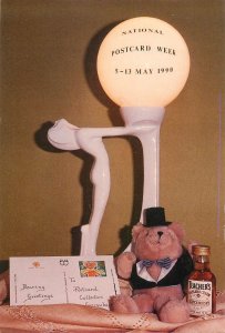 National Postcard Week 1990 Bearing Greetings Teddy Bear Teacher`s Whisky Ad.