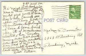 Oshkosh Wisconsin~Post Office Corner View~Lampposts~1939 Linen Postcard