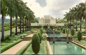 Postcard Hawaii Oahu Laie - LDS Temple Tiered pools