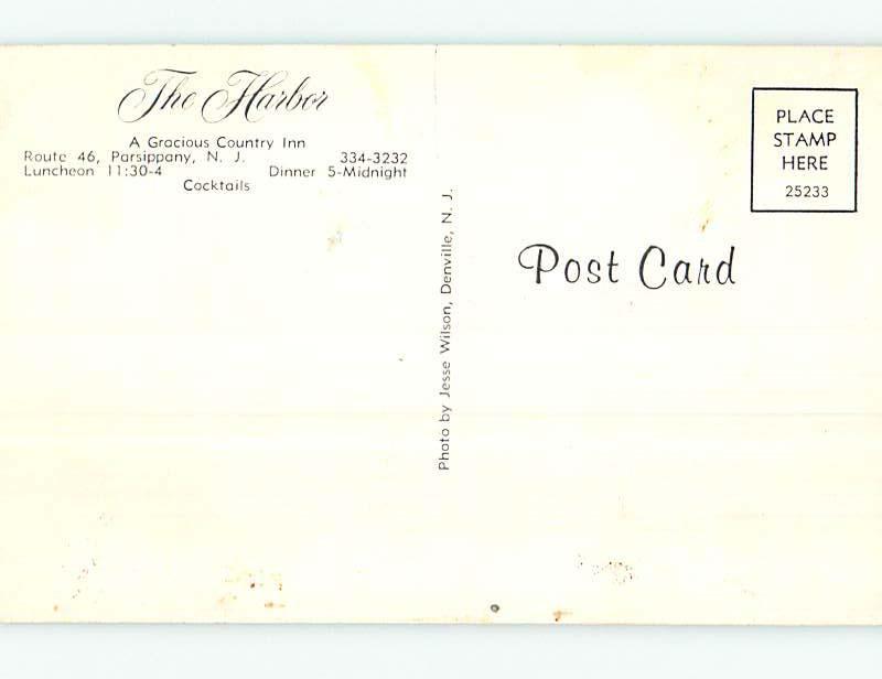 Unused Pre-1980 THE HARBOR INN RESTAURANT Parsippany New Jersey NJ L1012