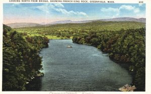 Vintage Postcard Looking N from Bridge French King Rock Greenfield Massachusetts