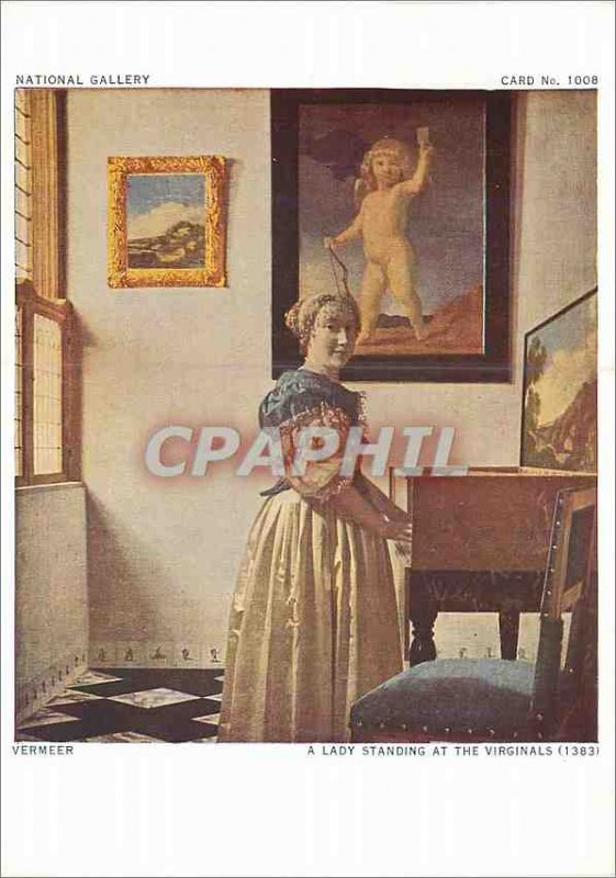 Postcard Modern National Gallery Vermeer Lady Standing at the Virginals