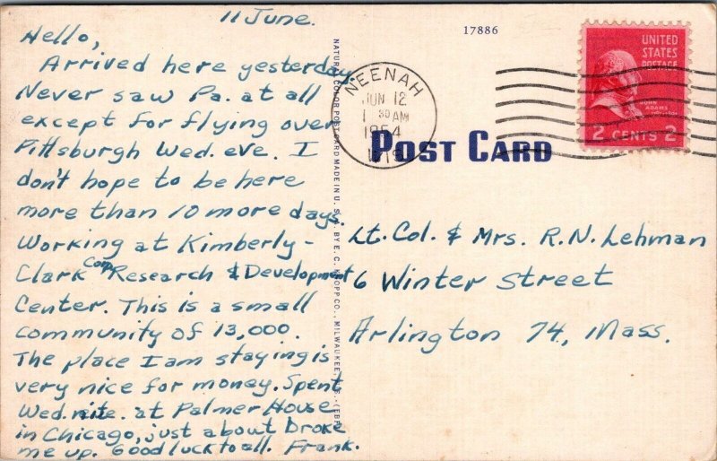 Postcard The Valley Inn Neenah WI 1954