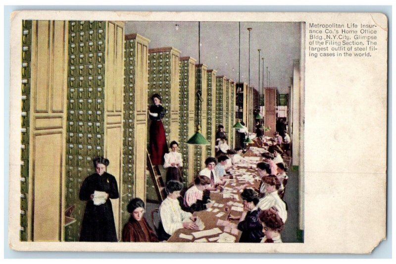 Metropolitan Life Insurance Co's Home Office Building Filing Station Postcard