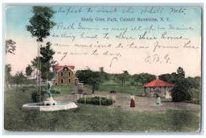 1907 Shady Glen Park Fountain Statue Field Catskill Mountains New York Postcard 