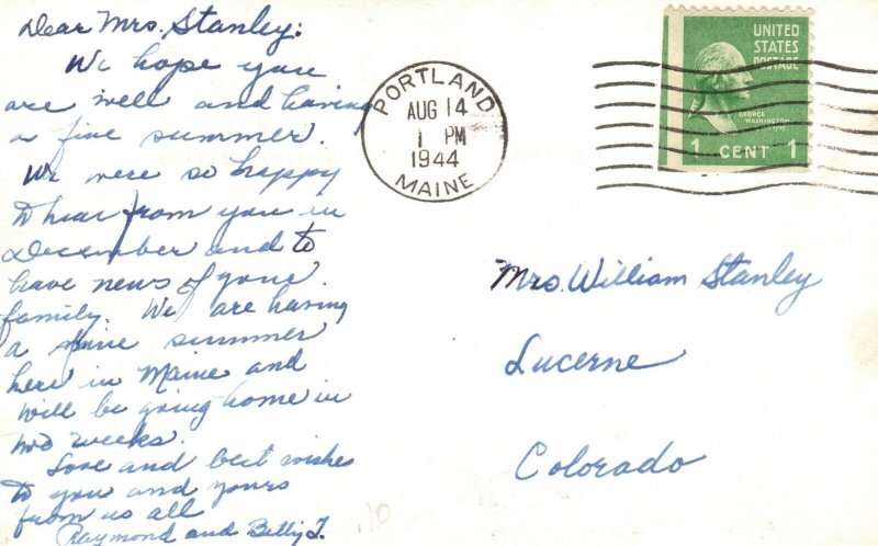 Vintage Postcard 1944 View of Camp Hawthorne Raymond Maine ME