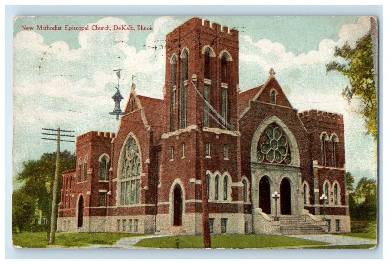 1910 New Methodist Episcopal Church DeKalb Illinois IL Posted Antique Postcard