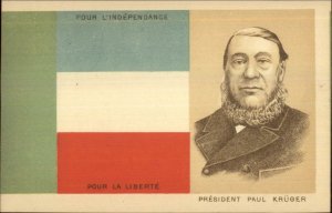 South Africa Flag & President Paul Kruger c1900 UDB Postcard G19