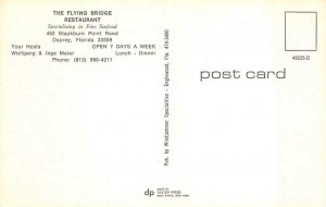 OSPREY, FL  Florida  THE FLYING BRIDGE RESTAURANT  Roadside DOCK~Boats  Postcard