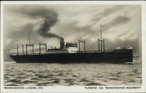 Steamship Turbine SS Manchester Regiment Real Photo Postcard