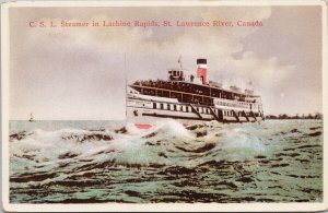 CSL Steamer Lachine Rapids St Lawrence River Canadian Steamship Postcard E82