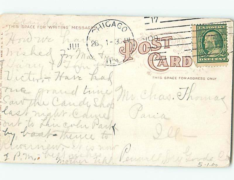 Divided-Back PARK SCENE Chicago Illinois IL hk8602