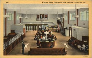 Pittsburgh Pennsylvania PA Greyhound Bus Terminal Linen Vintage Postcard