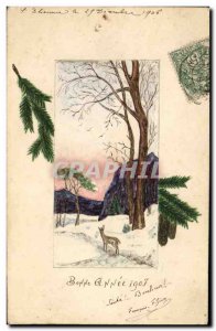 Old Postcard Fantasy Illustrator (drawing hand) Bonen year 1907 Biche