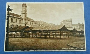 Vintage Tucks  Postcard Market Place Leicester  Postmarked 1925 E1